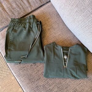 Healing Hands Olive Zip-Up Top and Joggers